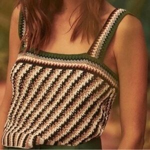 VERONICA BEARD Livina Sweater Tank Top Square Neck Colorblocked Crochet Size S